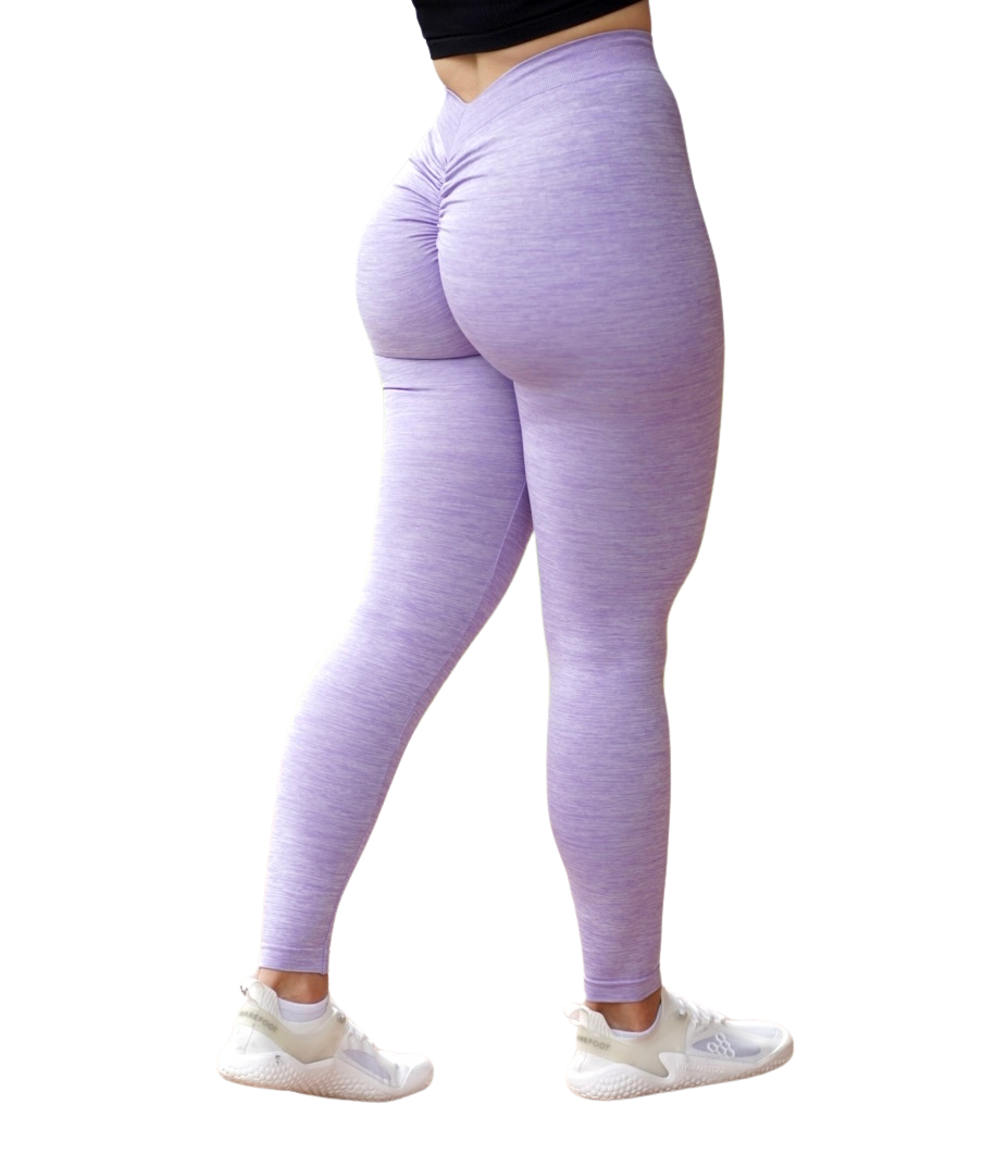 V-BACK SCRUNCH LEGGINGS- LILAC