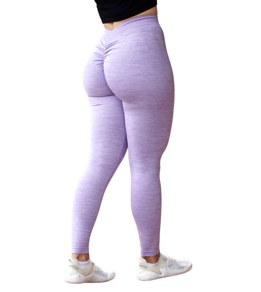 V-BACK SCRUNCH LEGGINGS- LILAC