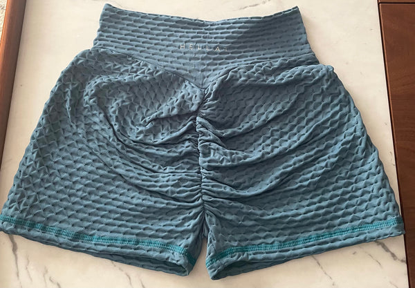 SCRUNCH BUTT SHORTS- TEAL BLUE